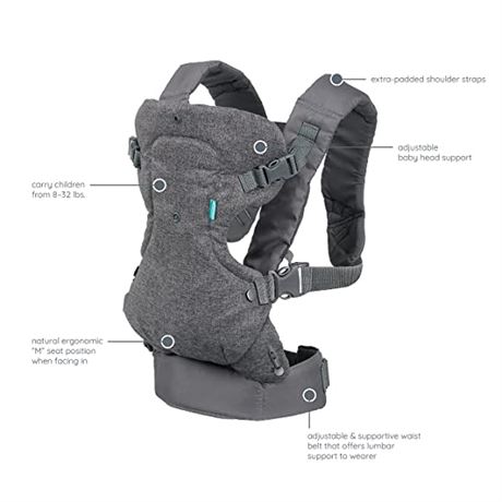 Infantino Flip Advanced 4-in-1 Carrier for 8-32 lbs, Gray