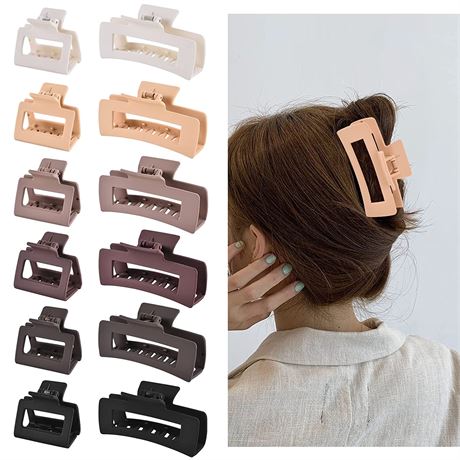 12 Pcs Rectangle Hair Clips