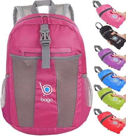 Bago Lightweight Small Hiking Backpack, Pink/Gray