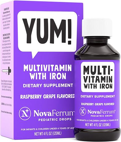 NovaFerrum Yum Multivitamin with Iron, Raspberry Grape, 120 Servings