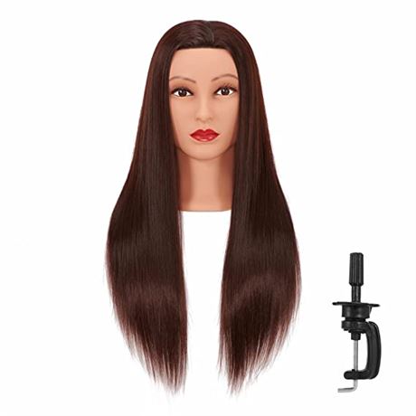 Headfix 26"-28" Long Hair Mannequin Head Doll, Dark Brown