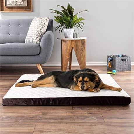 Dog Bed, Orthopedic Bed with Egg Crate Foam, Brown/White