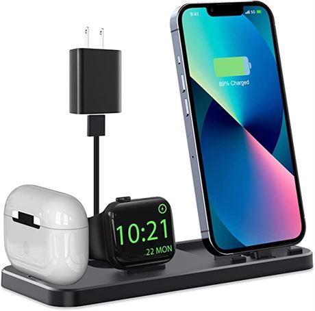 Dimoly 3-in-1 Portable Wireless Charging Station, Black