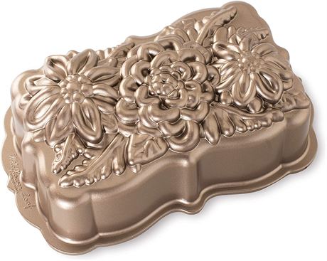 Nordic Ware Wildflower Loaf Pan, 6-Cup, Toffee