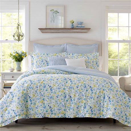 Laura Ashley Comforter Set Reversible Cotton Bedding