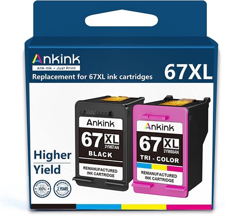 Ankink 67XL Ink Cartridge for HP Ink 67 XL Black Color Combo