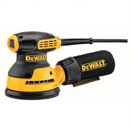 DEWALT Corded Sander: 5 in Dia, Random Orbital, Adhesive-Backed, 3/32 in