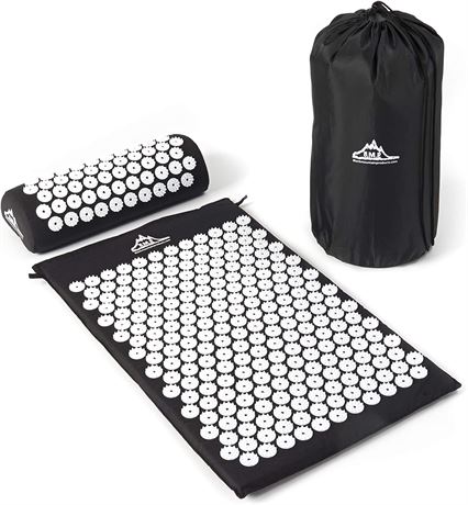 Black Mountain Products Acupressure Mat with Pillow & Carrying Bag, Black