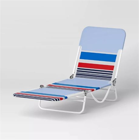 Folding Beach Lounger Striped - Sun Squad