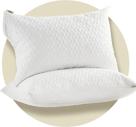 CoolShields Pillow Protectors with Zipper, King Size, Set of 2, White