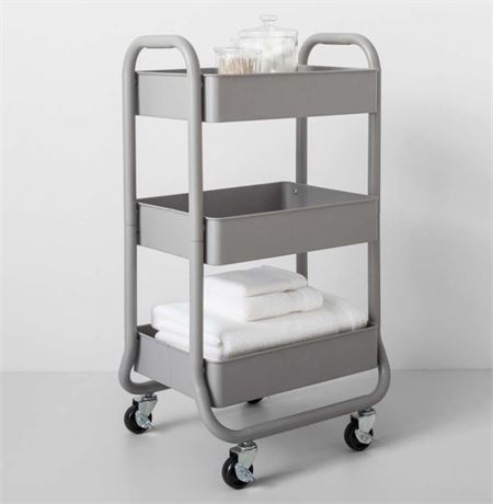 Three Tier Metal Utility Cart, Gray