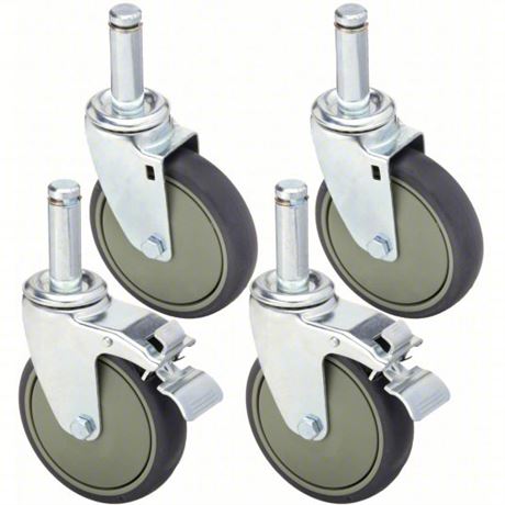 QUANTUM STORAGE SYSTEMS Swivel Stem Caster Kit: Wire Shelving, Polyurethane