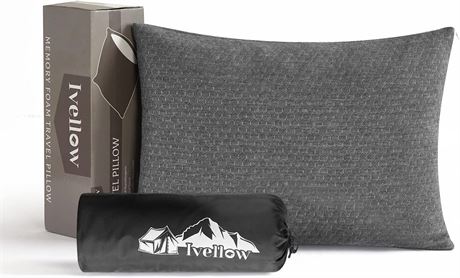 Ivellow Memory Foam Travel Pillow, Gray