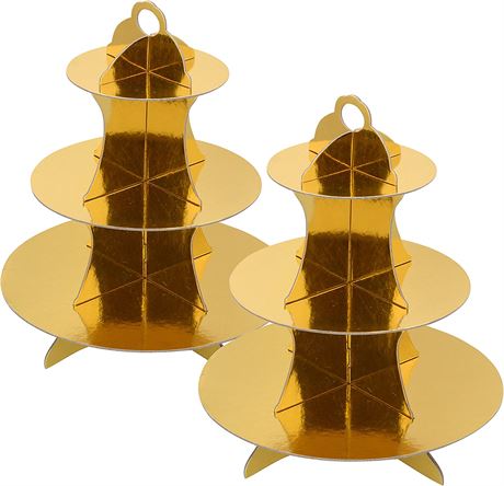 My Party 3-Tier Cardboard Cupcake Stand/Tower 2-Set, Gold