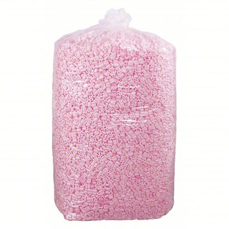 Packing Peanuts: 20 cu ft Bag Size, Pink, S-Shaped, 29 in Bag Ht