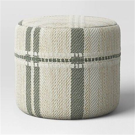 Darlington Cylinder Pouf Woven Plaid Green/White