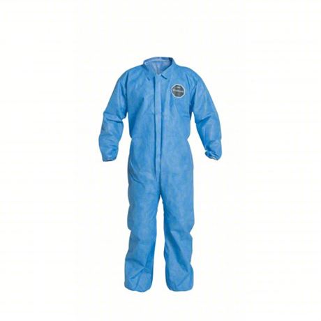 Collared Disposable Coveralls: SMS, Light Duty, Serged Seam, Blue