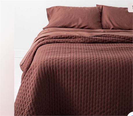 Casaluna Cashmere Blend Quilt, Full/Queen, Dark Clay