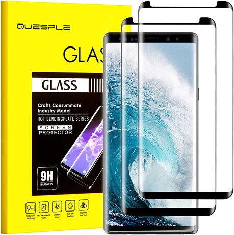 QUESPLE [2 Pack Galaxy Note 8 Screen Protector Tempered Glass Film