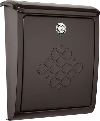 Bordeaux Locking Wall Mount Mailbox, Small, Rubbed Bronze