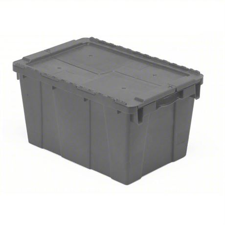 ORBIS Attached Lid Container: 14.2 gal, 23 1/2 in x 15 3/4 in x 13 in, Gray