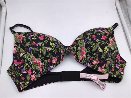 Victoria Secret - Black Floral Print BraBra - Wireless - Non Push-Up - 34C