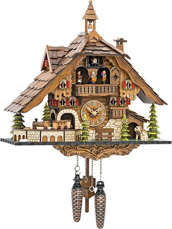 Quartz Cuckoo Clock Black Forest House with Moving Train