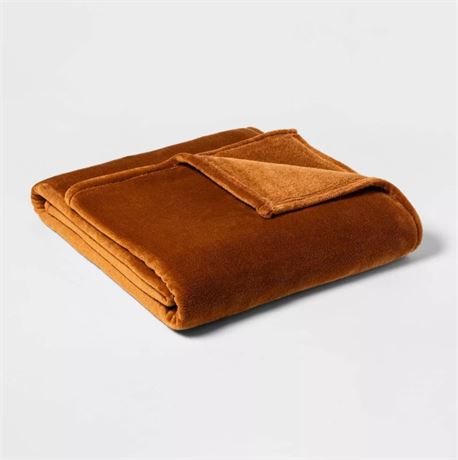 King Microplush Bed Blanket Caramel