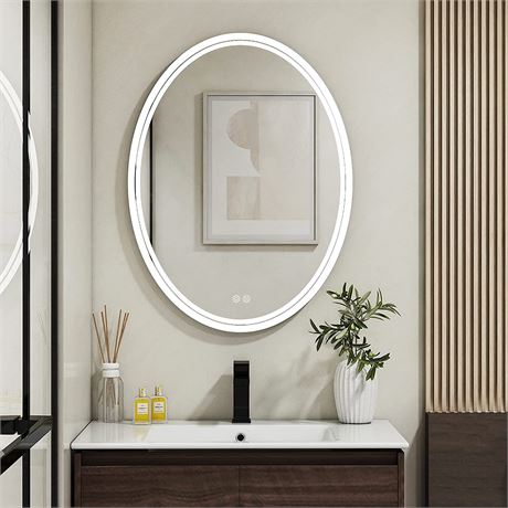 BuLife 28 x 20 inch Oval LED Bathroom Mirror