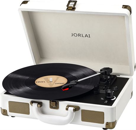 JORLAI Record Player 3 Speeds Turntable with Bluetooth Built-in Speakers