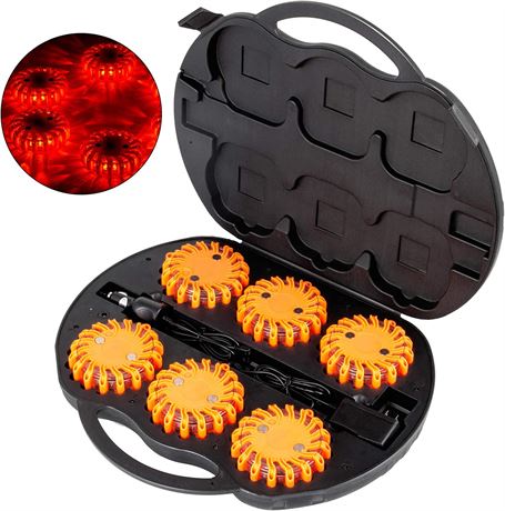 Happybuy 6 Pack Road Rechargeable LED Disc Road Flares