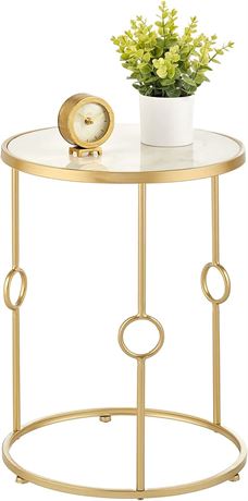 mDesign Round Metal Side/End Table with Decorative Legs