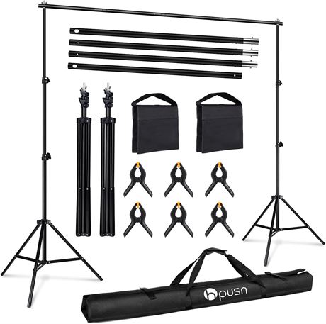 HPUSN Backdrop Stand - 10ft x 7ft Adjustable Photoshoot Backdrop