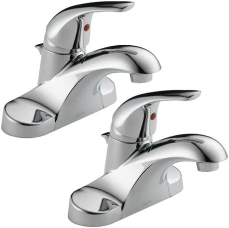 Delta Foundations 2Pk Chrome Bathroom Sink Faucet with Drain