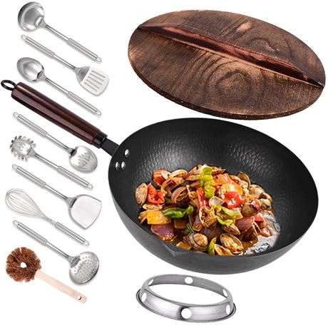 Leidawn Carbon Steel Wok with Accessories