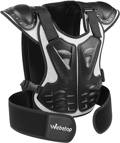 Webetop Kids Dirt Bike Body Chest Spine Protector, Black/Silver, Lg