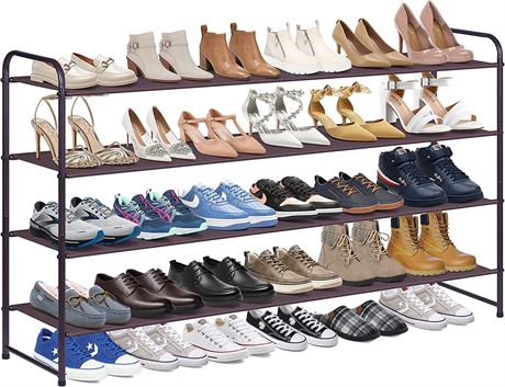 4 Tier Long Shoe Rack for Closet, Wide Shoe Storage Organizer