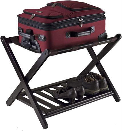 Folding Luggage Rack with Shelf, Luggage Rack