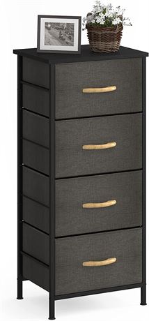 JSungo Storage Tower with 4 Drawers, Fabric Organizer Unit with Wooden Top