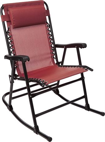 Amazon Basics Outdoor Textilene Zero Gravity Folding Lounge Rocker, Red