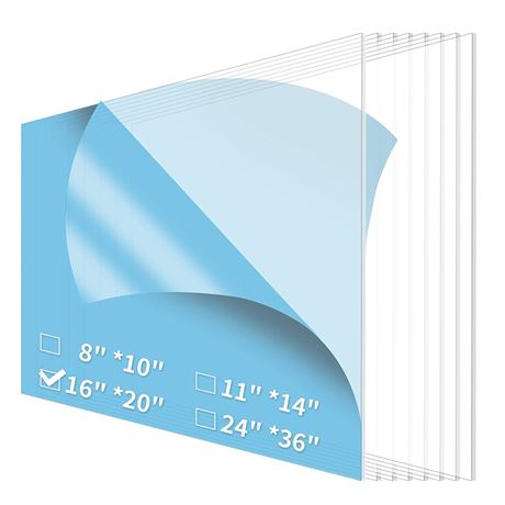 Art3d 16_20" Transparent PET/Plexiglass Sheets, 9-Pack