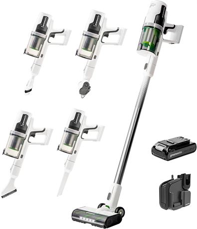 Greenworks 24V Brushless Cordless Stick Vacuum, Lightweight, White