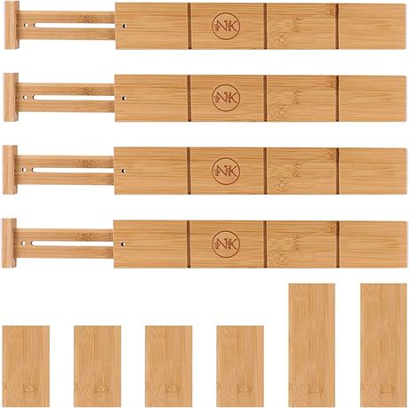 NK Home Goods Expandable Bamboo Drawer Dividers