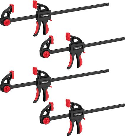 MAXPOWER Woodworking Clamps Set, 24 inch (2) 12 inch (2) One-hand