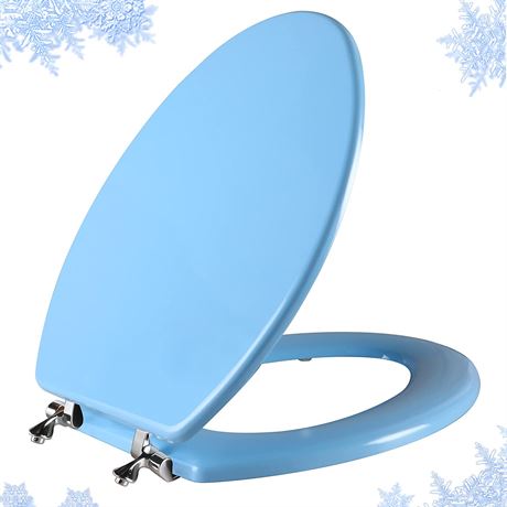 Angol Shiold Blue Elongated Toilet Seat with Zinc Alloy Hinges