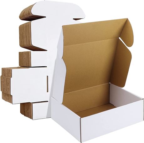 HORLIMER 12"x9"x4" White Corrugated Cardboard Shipping Boxes, Set of 20