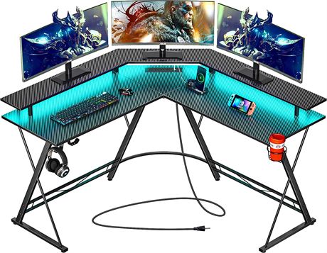 SEVEN WARRIOR L Shaped Gaming Desk with Head Phone Hooks