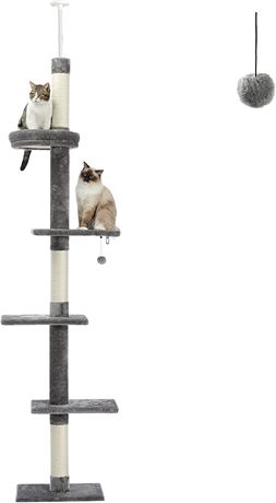 Cat Tower 5-Tier Floor to Ceiling Cat Tree Height(95"-107")