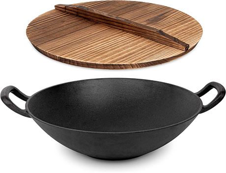 Homeries Pre-Seasoned Cast Iron Wok