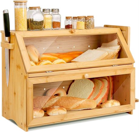 Extra Large Bread Box - Two Layer - Bamboo